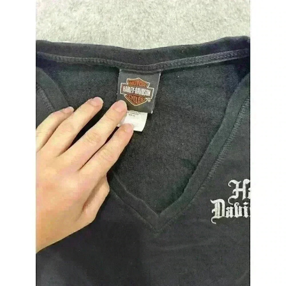 VTG Y2K Harley-Davidson Women’s V-Neck Sweater XS Black Pullover Biker Florida - Picture 3 of 14